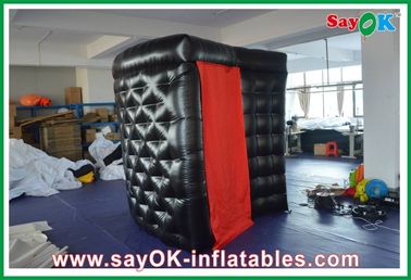 Photo Booth Led Lights Durable Black Inflatable Photobooth Oxford Cloth Modern With Red Curtain