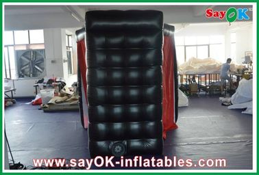 Photo Booth Led Lights Durable Black Inflatable Photobooth Oxford Cloth Modern With Red Curtain