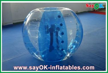 0.8mm PVC Inflatable Sports Games , Transparent / Blue Bumper Ball