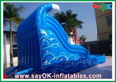 Inflatable Slip And Slide With Pool Enviromentally-Friendly Blue Ocean Inflatable Slide 0.55mm PVC With Water Pool