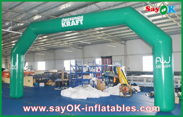 Green Inflatable Finish Arch Customized Logo Printing 0.4mm PVC