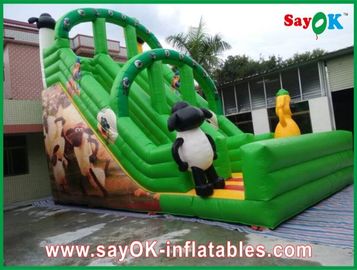 Industrial Inflatable Water Slides Green Inflatable Water Slide 0.55mm PVC Tarpaulin For Amusement Park