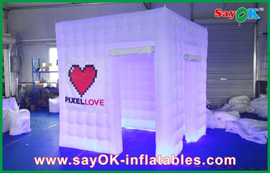 Event White Cube Inflatable Photo Booth LED Light Two Doors