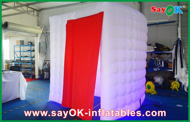 Camber Inflatable Party Photo Booth Windproof With LED Light And Red Curtain