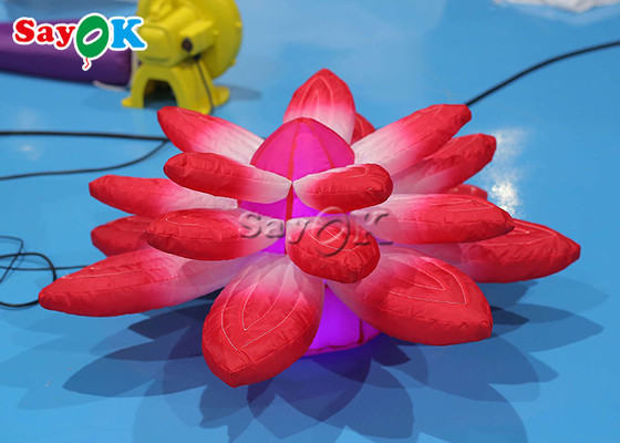 3.28ft Lobby Stage Decoration With Red Inflatable Lights Hanging Lotus