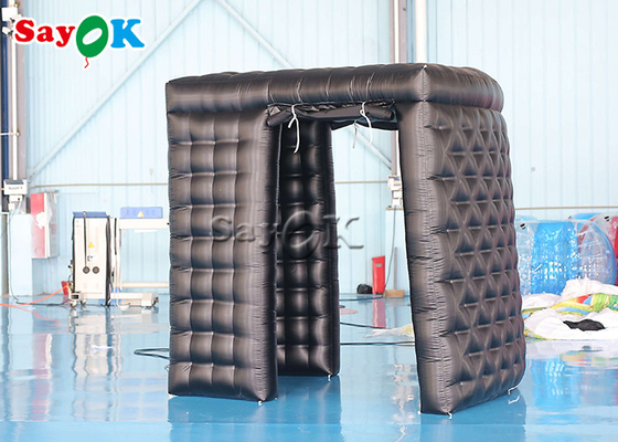 Inflatable Party Tent 2.4mH 7.87FT Black Inflatable Curved Photo Booth Double Doors With Curtain