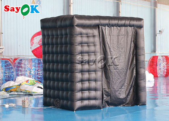 Inflatable Party Tent 2.4mH 7.87FT Black Inflatable Curved Photo Booth Double Doors With Curtain