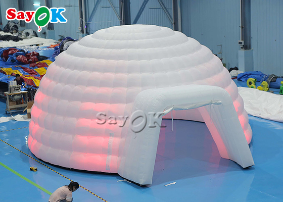 White Inflatable Igloo Dome Tent With Led Lights For Wedding Events