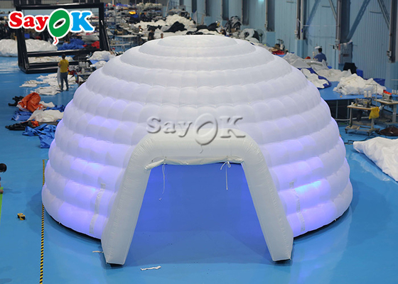 White Inflatable Igloo Dome Tent With Led Lights For Wedding Events