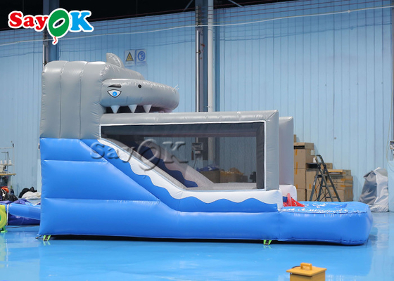 Small Inflatable Slide Toddler PVC Inflatable Shark Wet And Dry Slide For Amusement Park
