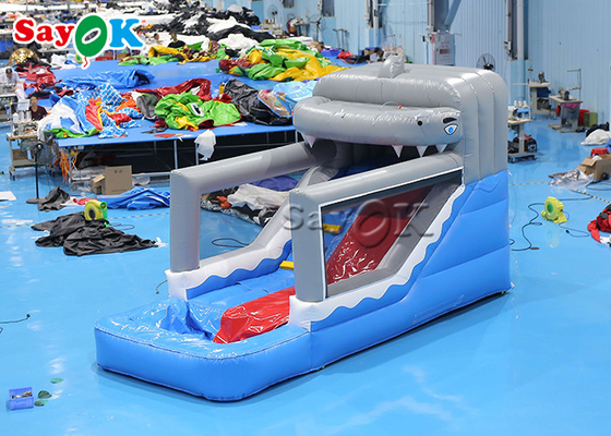 Small Inflatable Slide Toddler PVC Inflatable Shark Wet And Dry Slide For Amusement Park