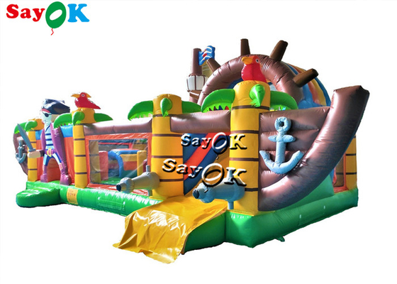 Outdoor Pirate Jump Castle Inflatable Trampoline With Slide For Children