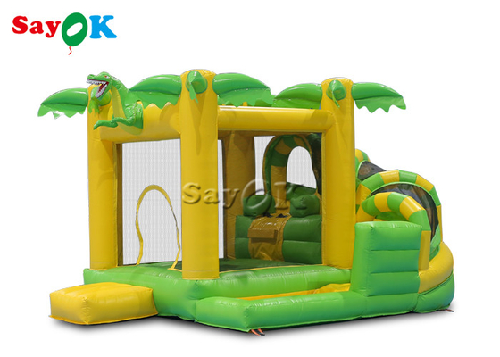 Green Tarpulin Inflatable Bounce House Children 'S Playground With Slides