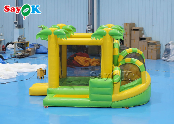 Green Tarpulin Inflatable Bounce House Children 'S Playground With Slides