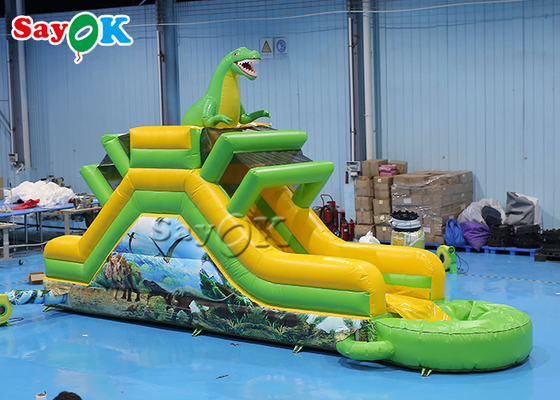 Inflatable Jumping Bouncer Inflatable Dinosaur Slide Themed Inflatable Water Slide 9.3x2x3.5mH Logo Printing