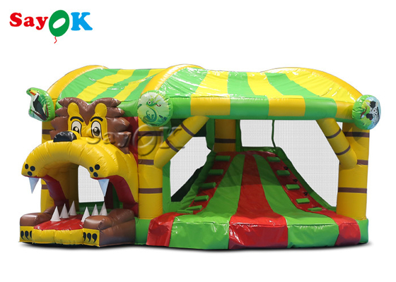 Lion Theme Tarpaulin Inflatable Bounce Slide For Backyard Public