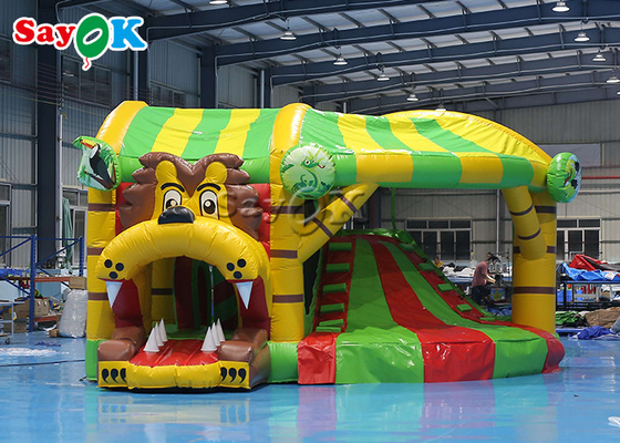 Lion Theme Tarpaulin Inflatable Bounce Slide For Backyard Public