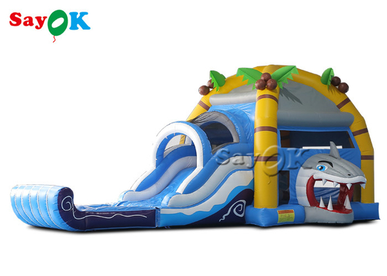 Shark Themed Inflatable Bounce House Children 'S Playground With Slides