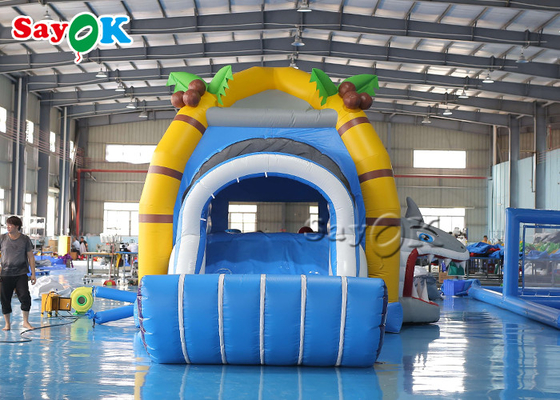 Shark Themed Inflatable Bounce House Children 'S Playground With Slides