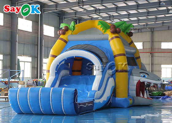 Shark Themed Inflatable Bounce House Children 'S Playground With Slides