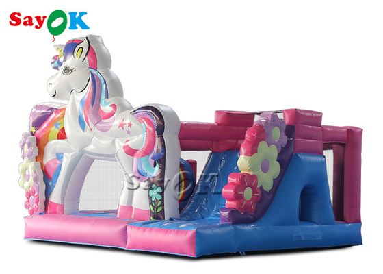 Unicorn Themed Inflatable Trampoline For Kids Birthday Party Games