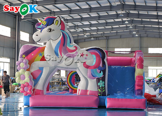 Unicorn Themed Inflatable Trampoline For Kids Birthday Party Games