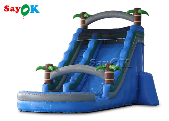 Bouncy Slides Custom Backyard Palm Tree Themed Inflatable Water Slide With Splash Pool