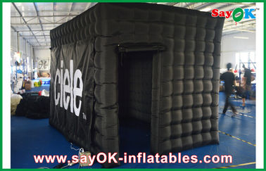 Lighting Large Black Inflatable Photo Booth , Logo Print Blower Cube Picture Box