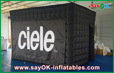 Party Photo Booth Lighting Large Black Inflatable Photo Booth , Logo Print Blower Cube Picture Box