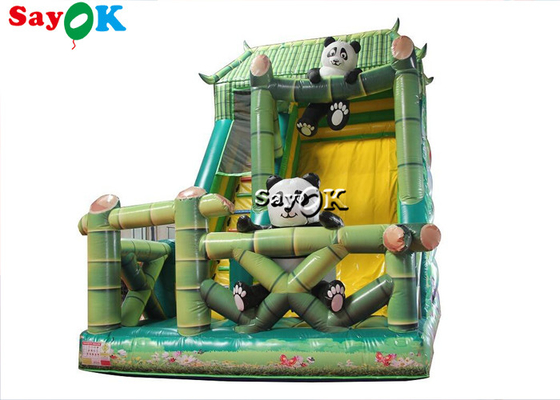 Inflatable Kids Slide Commercial Inflatable Bouncer Slide Panda Bamboo Forest Theme Inflatable Slippery Slide