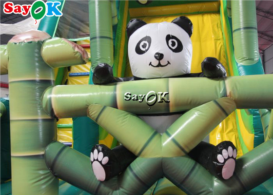 Inflatable Kids Slide Commercial Inflatable Bouncer Slide Panda Bamboo Forest Theme Inflatable Slippery Slide