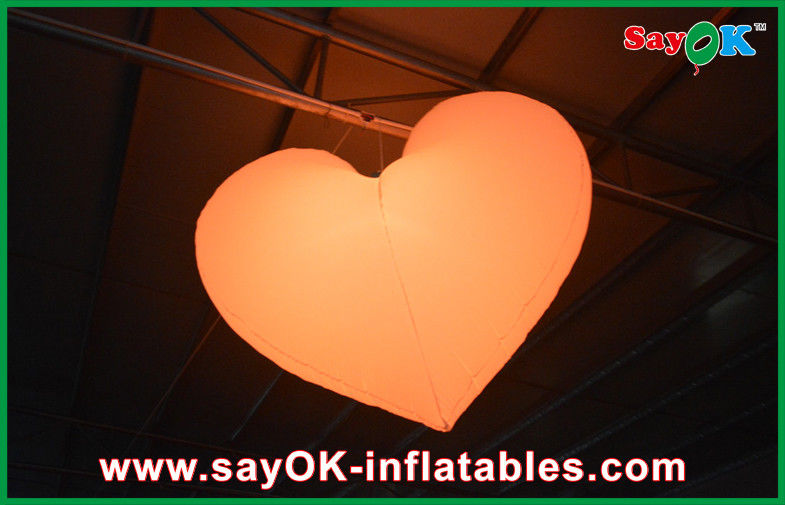Orange / Red Led Inflatable Light Hanging Heart For Christmas Decoration