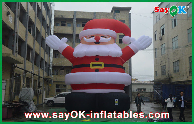 Inflatable Holiday Decorations 8m Height Red Big Christmas Santa Claus With Oxford Cloth