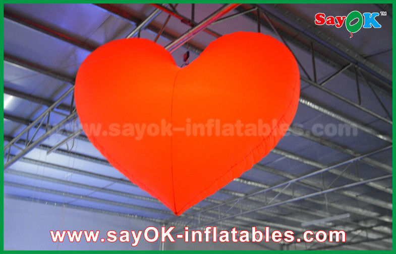 1.5m Romantic Led Lighting Red Heart Outdoor Inflatable Decorations For Wedding