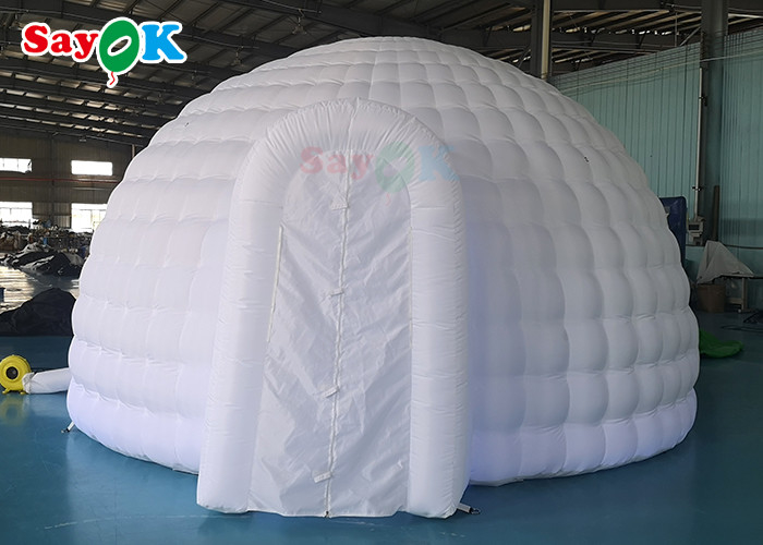 Outdoor Inflatable Tent 6x5x3.2m Pure White Inflatable Dome Tent With LED Lights