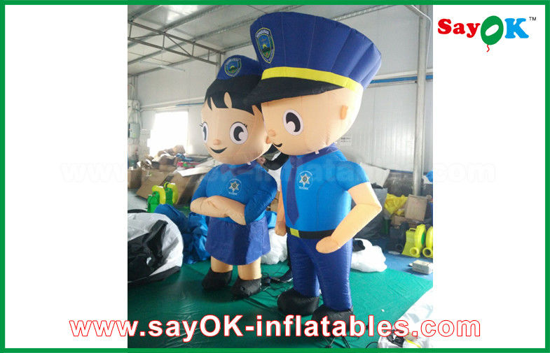 Blue Oxford Inflatable Cartoon Characters Cop / Police Man Carttoon Charaters With 90% Similar