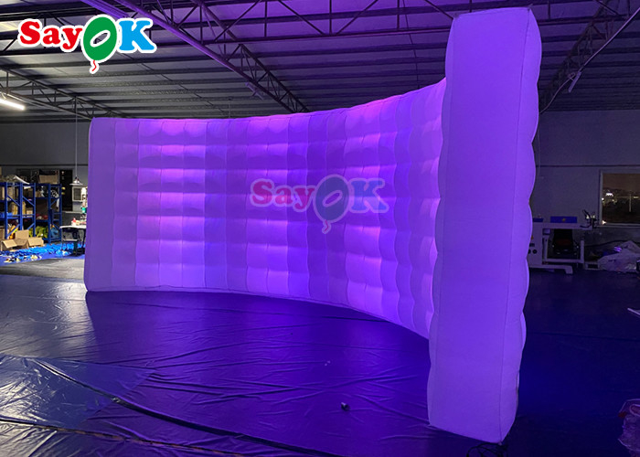 Curve Wall Multi Color Inflatable Backdrop Wall With LED Strips Photo Booth Wall For Sales