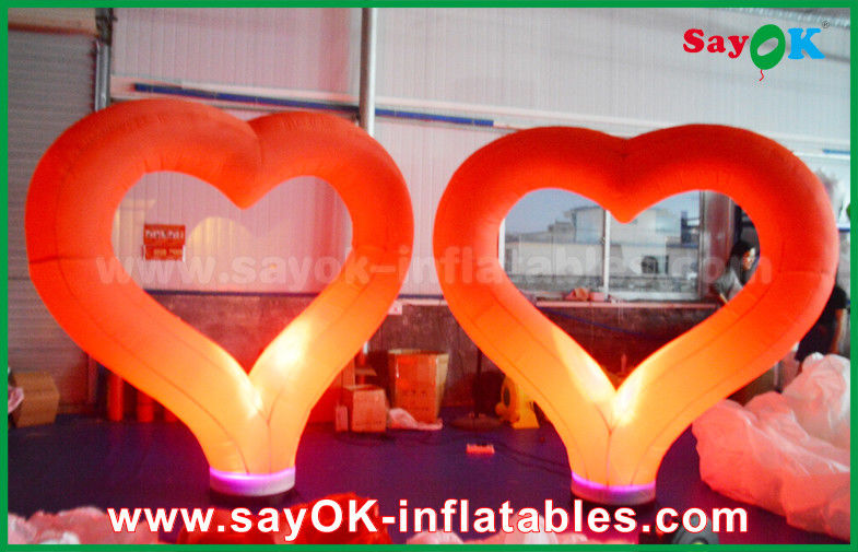 Romantic Red Nylon Inflatable Lighting Decoration Heart Shape For Wedding