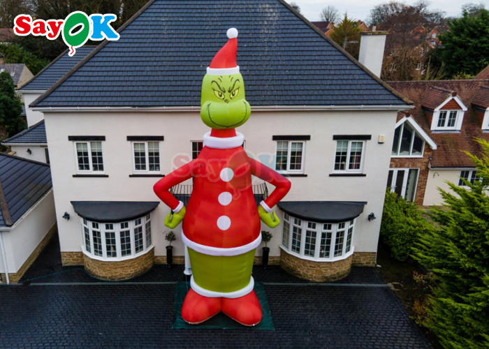 30ft Grinch Inflatable Cartoon Characters Green Monster Christmas Hat Household Inflatable Standing Decoration