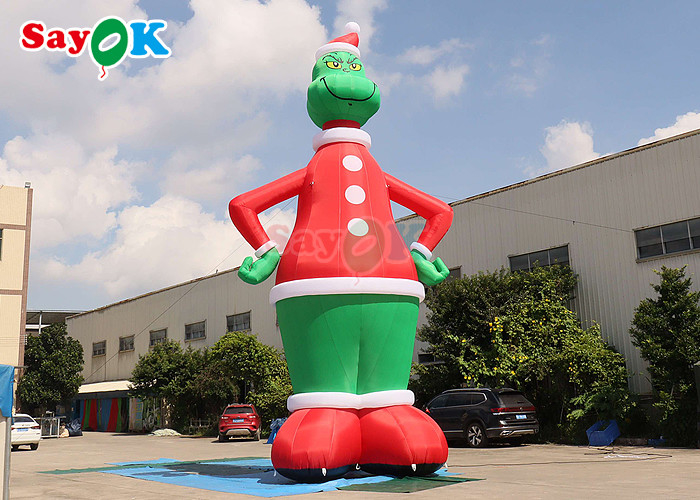 32.8FT Gemmy Christmas Airblown Inflatable Grinch With Santa Hat
