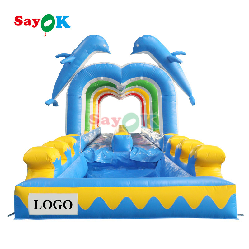 39ft Blue Color Slide For Sale Large Commercial Inflatable Urban Water Slides Long For Kids