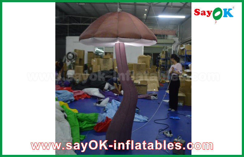 Vivid Brown Inflatable Mushroom with LED light Inside for Show Decoration