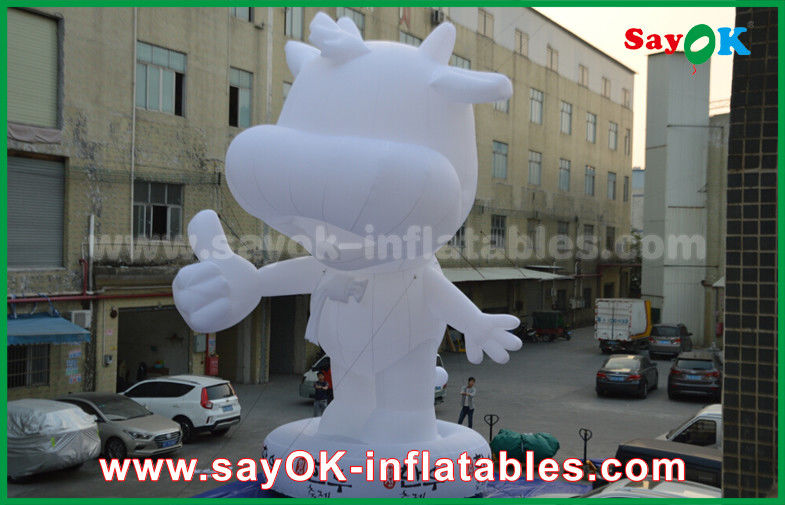 Inflatable Yard Decorations Custom Inflatable Cartoon Characters White Cattle 10m Height