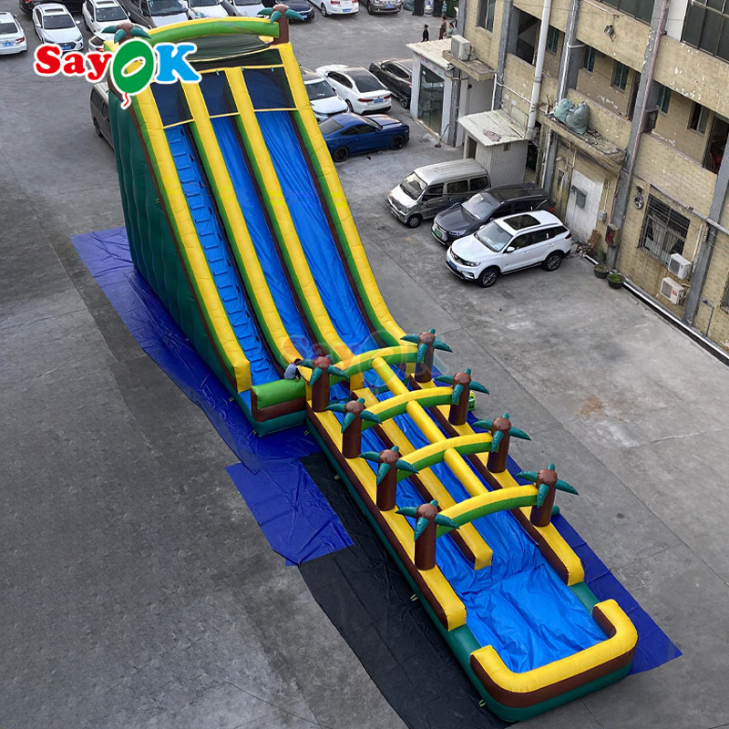 Commercial Grade Inflatable Water Double Slides Palm Tree Water Slide Inflatable for Kids and Adults