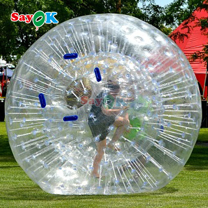 Sayok Inflatable Floating Roller Aqua Zorbing Ball Transparent PVC Cylinder Human Water Bubble Ball for Water Game