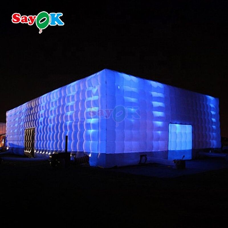 Sayok 20x10m Portable Waterproof Oxford Fabric LED Lighted Inflatable Cube Tent for Party Event Club Rental