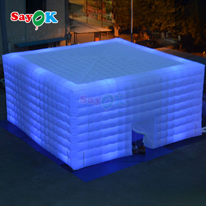 Sayok Portable Oxford Fabric 10m Large Lighted Inflatable Air Party Cube Tent for Outdoor Camping Event Rental