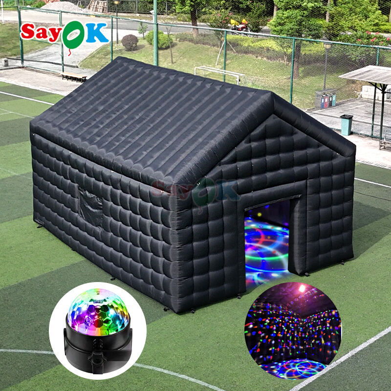 8mx6mx5mH Black Inflatable Disco Tent Portable Night Club Tent Waterproof UV Resistant for Outdoor Events