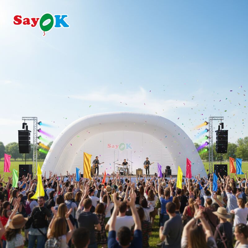 Weather-resistant Inflatable Stage Cover White Air Tent for Outdoor Concerts and Shows