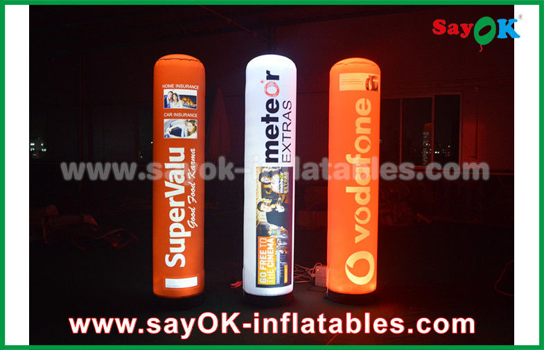 190T Nylon Cloth Inflatable Lighting Decoration , 2m Advertising Inflatable Pillar With LED Lighting